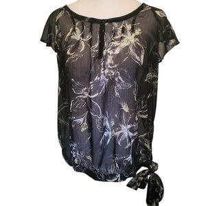 Calvin Klein Sheer Side Tie Top Black sz M